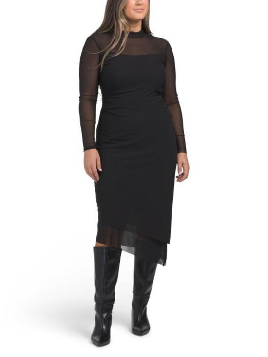 Steve Madden Dresses & Skirts - STEVE MADDEN Blare Asymmetrical Mock Neck Shear Dress